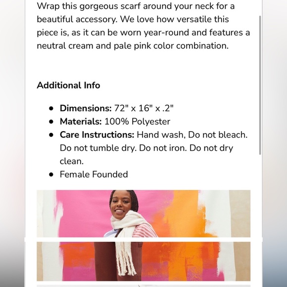 NWT Gentle Fawn Scarf, pink and cream, beautiful warm, cozy fabrication - Picture 6 of 8